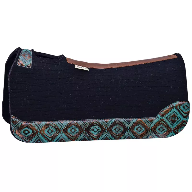 amarillo-5-star-western-saddle-pad-30-x-30-black-turquoise-copper “Amarillo” 5 Star Western Saddle Pad, 30″ x 30″ Black/Turquoise/Copper