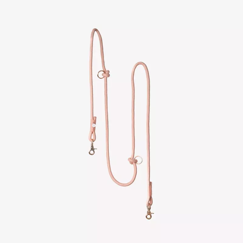 powder-rose-hands-free-dog-braided-rope-leash ‘Powder Rose’ – Hands Free Dog Braided Rope Leash